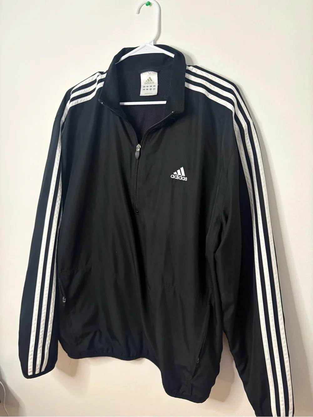 adidas Black Jacket with White Three-Stripes